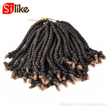 8inches Red Black Brown Bomb Spring Twist Crochet Braiding Hair Fluffy Pre-twisted Passion Twist Synthetic Hair Extensions
